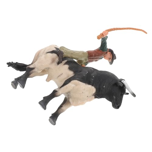 KOMBIUDA 1 Satz Cowboy-Modell Rodeo-Actionfiguren Stierfigur Kuh Bullen mit Reitern Stier-Statue Kinderspielzeug Cowboy Stierkampf Modell Desktop-Stier- Stierdekoration Harz von KOMBIUDA