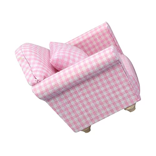 KOMBIUDA 1 Satz Einzelsofa Miniatur-Hausmöbel kleines Hauszubehör Miniaturmöbel Couch Desk Decoration für Kleinkinder ab 1 Jahr Mini-Hausmöbel-Dekor Mini-Möbelstütze Stoff Rosa von KOMBIUDA