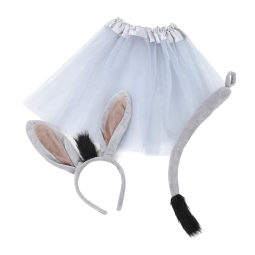 KOMBIUDA 1 Satz Esel-Stirnband-Set Eselkostüm für Kleinkinder weiche Eselsohren Esel-Anziehset Geburtstag Cosplay Kostüm Stirnband mit Eselsohren Halloween-Esel-Kostüm Stoff Grey von KOMBIUDA