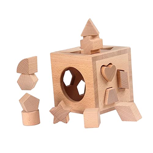 KOMBIUDA 1 Satz Form-Puzzle-Box interaktives holzspielzeug weihnachsgeschenk geschenketueten Toys geometrische kognitive Blöcke Lernspielzeug für von KOMBIUDA