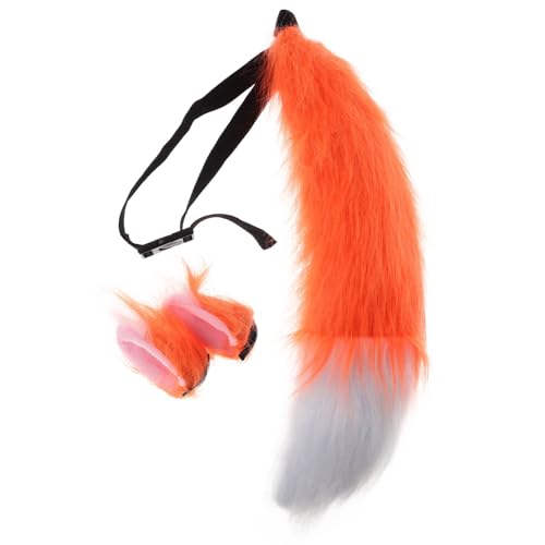 KOMBIUDA 1 Satz Fuchsschwanz Fuchskostüm für Damen Fuchsohren und Fuchs-Halloween-Kostüme für Mädchen Cosplay- Pelzkostüme für dicke Kunstfell Orange von KOMBIUDA