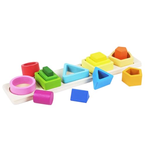 KOMBIUDA 1 Satz Geometrisches Holzspielzeug Puzzle Mit Geometrischen Formen Holzbausteine Kognitives Spielzeug Für Kinder Form Passendes Holzspielzeug Form-Puzzle-Spielzeug Colorful Hölzern von KOMBIUDA