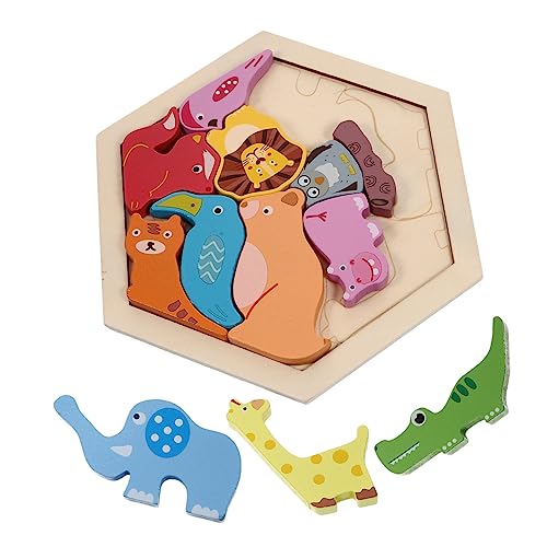 KOMBIUDA 1 Satz Holzblock Puzzle kinderpuzzle holzspielsachen Nachhaltiges Tiere Rätsel für Kindergartenkinder Holzpuzzles für Kleinkinder hölzern Colorful von KOMBIUDA