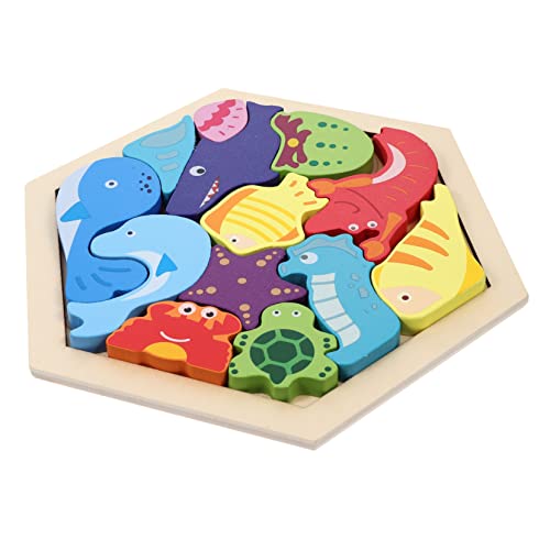 KOMBIUDA 1 Satz Holzblock interaktives Puzzle Tierformen erkennen für Kleinkinder tierpuzzle für Autositze Puzzles Kinderpuzzle tragbare Rätsel hölzern von KOMBIUDA