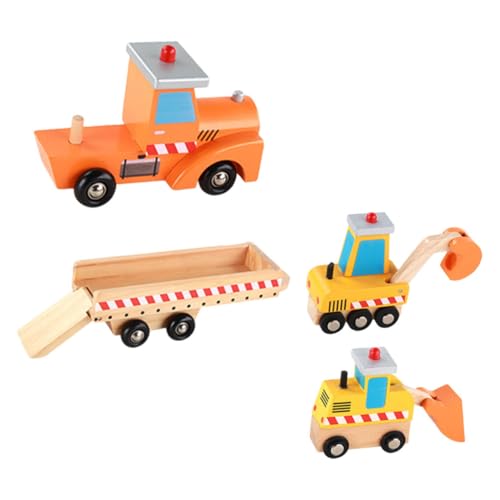 KOMBIUDA 1 Satz Ingenieursfahrzeug Aus Holz Für Kinder Cartoon-BAU-LKW-Modell Auto Spielzeug Kinderspielzeug Baufahrzeug Spielzeug Bauwagen-Modell Technisches Fahrzeug Hölzern von KOMBIUDA