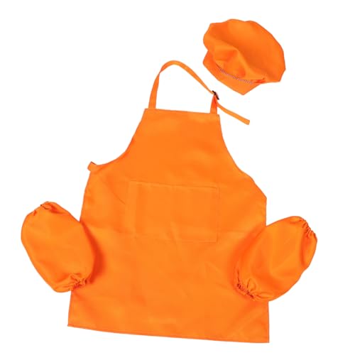 KOMBIUDA 1 Satz Kinderschürze Schürzen für Kinder Koch Kostüm Kinder Kochmütze für Kinder kinderkochschürze Kinder kochschürze Kinder malen Schürze Kochschürze für Kinder Polyester Orange von KOMBIUDA