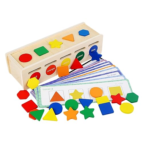 KOMBIUDA 1 Satz Klassifikations-Lernbox lustiges Kinderspielzeug Kleinkindspielzeug kompakter Formsortierer tragbare passende Spielzeuge Holzspielzeug Farberkennungsspielzeug Puzzle hölzern von KOMBIUDA