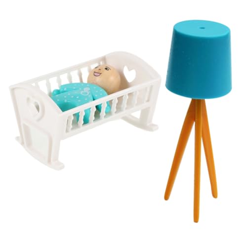 KOMBIUDA 1 Satz Krippenmodell Babybett Babybett Minipuppen Minikrippenhauszubehör Minikrippenminiaturen Miniaturpuppenkrippe Puppenhausmöbel Krippenornament Puppenhauslampe Abs von KOMBIUDA