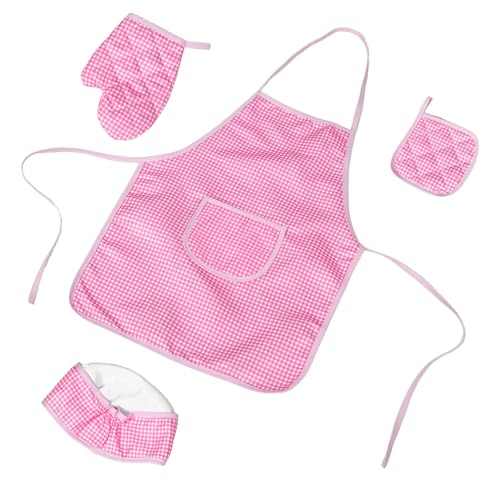 KOMBIUDA 1 Satz Küchenschürze Für Kinderquaste Spezielle Palette Kinderkleidung Schürzen Für Mädchen Anhänger Quaste Quasten Hut Quasten Wimpernpflanztablett Mikrohüte Polyester Rosa von KOMBIUDA