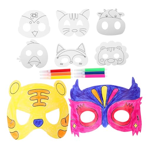 KOMBIUDA 1 Satz Leere Ausmalen Bausätze Weiße Bastelmasken Reinigen Gesicht Maskierung Maskentier Blankomasken Zum Basteln Diy Schlichte Dekorative Masken Papier von KOMBIUDA