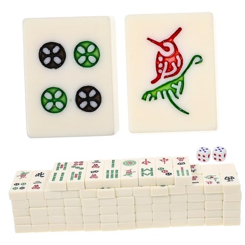 KOMBIUDA 1 Satz Mahjong-Spiel Mahjong Für Zu Hause Manuelles Mahjong Reisespiel-Requisiten Mahjong-Matte Kleines Mahjong-kit Mini-Mahjong-kit Tragbares Mahjong Mahjong-brettspiel Melamin von KOMBIUDA