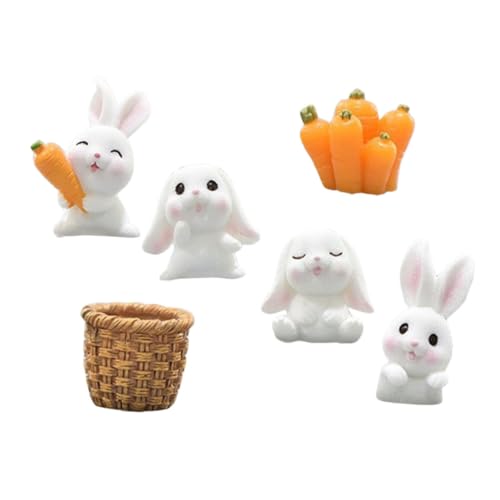 KOMBIUDA Set Von 6 Miniatur Bunny Figuren Harz Garten Statue Decor Desktop Ornamente von KOMBIUDA