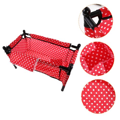 KOMBIUDA 1 Satz Mini-Krippendekor Minibett für Puppen Mini-Hausverzierung Babypuppenbett puppenbett etagenbett puppenbetten Basteln mit Puppenkrippen Miniatur-Puppenkrippe Stoff rot von KOMBIUDA