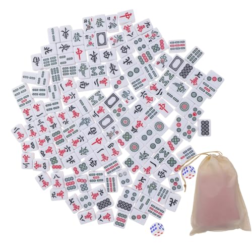 KOMBIUDA 1 Satz Mini-Mahjong Mahjong Spiele Mahjong Game Tragbares Mahjong-Set Interessantes Mahjong-Kit tragbares Mahjong-Kit Spielzeuge Reise Tischspiel Mahjong Mahjong-Spielzeug Melamin von KOMBIUDA