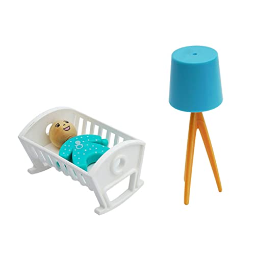 KOMBIUDA 1 Satz Mini- -Ornamente Mini-Hausmodelle Miniatur-Puppenhaus-Dekorationen babybett Spielzeug Kinderbett Spielzeug Spielzeuge Stehlampe Mini-Hausbett Babybett Modell Plastik Weiß von KOMBIUDA