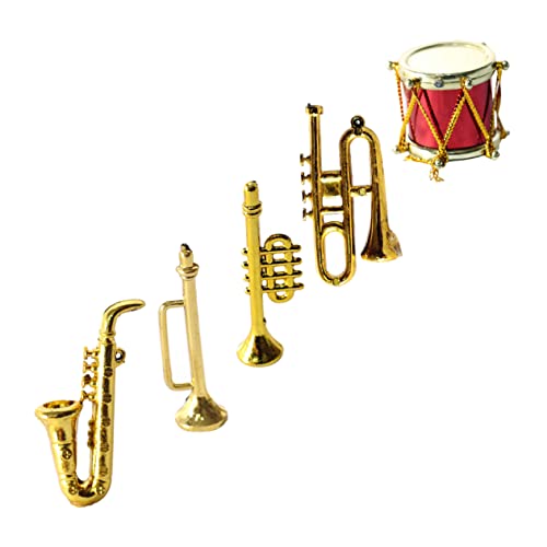 KOMBIUDA 1 Satz Mini-Saxophon Instrument Mini-Klarinette winzige Trommel Miniaturfiguren Mini-Gitarre musikspielzeug Musikalisches Zubehör Mini-Hausverzierung Mini- - Plastik Golden von KOMBIUDA