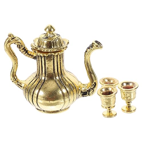 KOMBIUDA 1 Satz Mini-kaffeetasse Mini-tassen Küche Rollenspiel Mini-küchenzubehör Mini-teetassen Miniatur-Dinge Puppenhaus Teetasse Rollenspielset Legierung Golden von KOMBIUDA