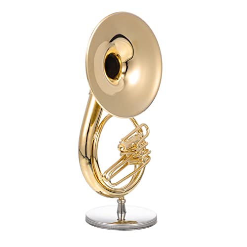 KOMBIUDA 1 Satz Musikinstrumentenmodell Horn Tuba Sousaphon Deko Kupferner Bariton Zarte Verzierung des Instrumentenmodells Exquisites Instrumentenmodell 24 Karat Vergoldetes Kupfer Golden von KOMBIUDA