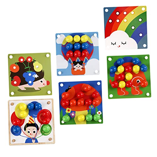 KOMBIUDA 1 Satz Nagelpuzzle Pilz Tiere aus Pappmaché Lernspielzeug für Kinder Vorschulspielzeug rätselbuch Kinder kinderpuzzle holzrätsel Rätsel Spielzeug Pilz-Nagelperlen-Spielzeug hölzern von KOMBIUDA