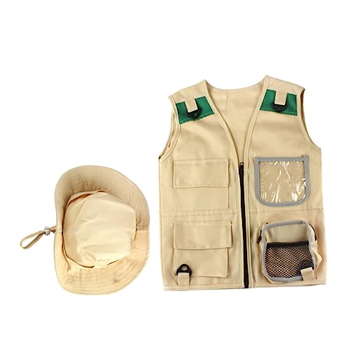 KOMBIUDA 1 Satz Outdoor-Hut Leichter Entdeckerhut Outdoor Explorer Spielzeugweste Outdoor-Kleidung Für Kinderkleidung Erkundungshut -Halloween-kostüm-Outfit Stoff Khaki von KOMBIUDA