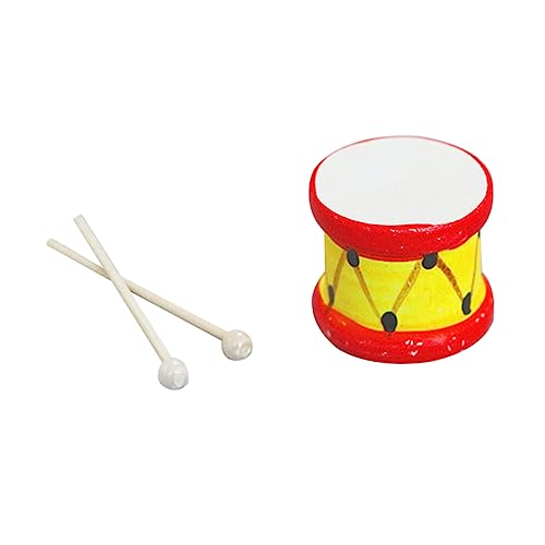 KOMBIUDA 1 Satz Puppenhaus Drumsticks Minitrommel Mini-Trommel- Miniatur-trommelmodell Miniaturtrommel Mini-trommelmodell Hölzern von KOMBIUDA