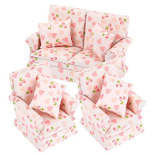 KOMBIUDA 1 Satz Puppenstubensofa Mini Häuser für Mädchen Möbel einzelsofa Bedroom Decor deriala kopfkissen Dollhouse Furniture Pillows wohnzimmerdeko sesselschoner Holz von KOMBIUDA