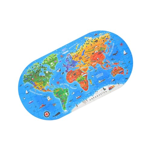 KOMBIUDA 1 Satz Puzzle Lernspielzeug Weltkartenrätsel Montessori-Spielzeug-Rätsel Geographie Rätsel World map laubsägen für Kinder geobord Play Kinderspielzeug Kinder rätseln Papier Blue von KOMBIUDA