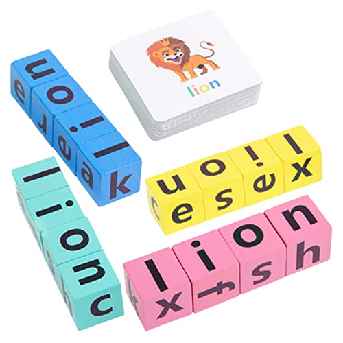 KOMBIUDA 1 Satz Rechtschreibspiele interaktives Spielzeug Kinder Spielzeug Alphabet-Lernspielzeug passendes Buchstabenspiel Englische Wörter Lernen Karten Holzspielzeug für Kleinkinder von KOMBIUDA