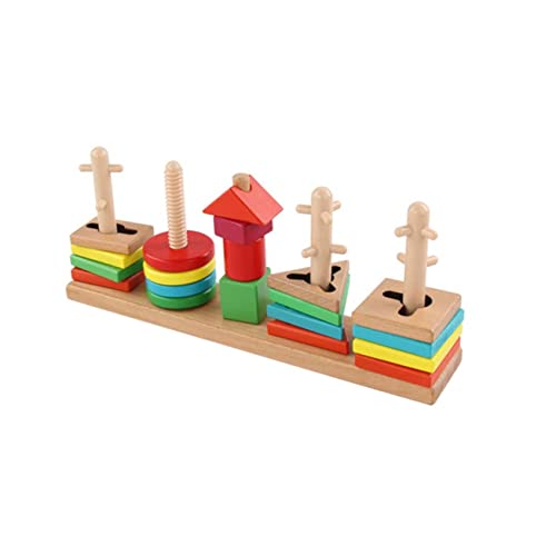 KOMBIUDA 1 Satz Reihe von Spalten Games shaperly Sauf Spiele Toys geschengutsein gestalten spieletisch Baustein der geometrischen Form Formblöcke aus Holz hölzern Colorful von KOMBIUDA