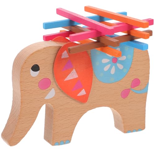 KOMBIUDA 1 Satz Schwebebalkenspielzeug Animal Toys Tier Kinderspielzeug mit Elefantendesign Pädagogisches Balance Toy entzückende Cartoon-Stapelblöcke Bausteine hölzern von KOMBIUDA