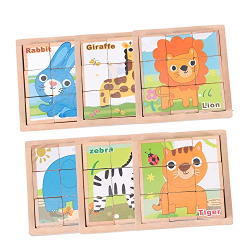 KOMBIUDA 1 Satz Sechsseitige Malbausteine Rätsel Zum Frühen Lernen Puzzle-Block Bildungsspielzeug Cartoon-Puzzle Kinderpuzzle Kreatives Rätsel Cartoon-rätsel Lustiger Puzzleblock Holz von KOMBIUDA