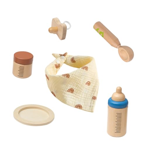 KOMBIUDA 1 Satz Spielzeug Zum Füttern Mit Der Flasche Mädchenspielzeug Wasser Nuckelflasche Futternapf Für Puppen Spielset Kinderküche Besteck Kinderspielzeug Miniatur-babyflaschen Holz von KOMBIUDA