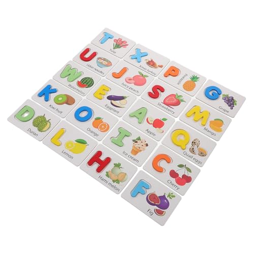 KOMBIUDA 1 Satz Spielzeugbildkarten Gemüse-Matching-Puzzle Lernkarten Für Kleinkinder Alphabetspiel Für Kleinkinder Obst-Matching-Puzzle Passendes Puzzle Für Kleinkinder Hölzern von KOMBIUDA