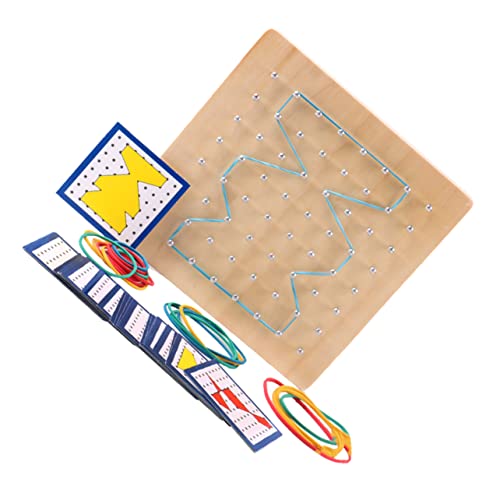 KOMBIUDA 1 Satz Stecktafel Geoboard Geometry Learning Tools Mathe-Lernwerkzeug Geobrett aus Holz Lernwerkzeuge für geometrische Formen Nagelbrett Bildungsspielzeug Nagelplatte hölzern von KOMBIUDA