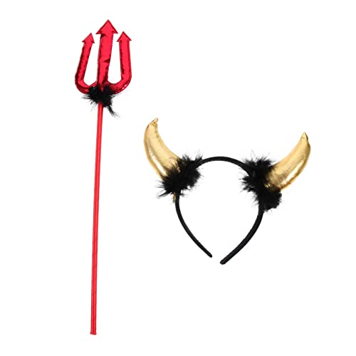 KOMBIUDA 1 Satz Stirnband aus Horn Teufel Cosplay Heugabel Teufels Haarband Halloweenkostüm Halloween Haarschmuck Halloween haarreif Halloween-Teufelskostüm Party-Kopfschmuck Plastik von KOMBIUDA