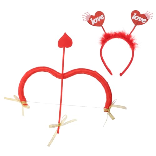 KOMBIUDA 1 Satz Stirnband-set Mit Und Bogen Tanz-stirnband Dekorativer Amor Stirnband Amor Dekorative Stirnbänder Amor Für Kostüm Amor Halloween-amor Amorbogen Nylon Rot von KOMBIUDA