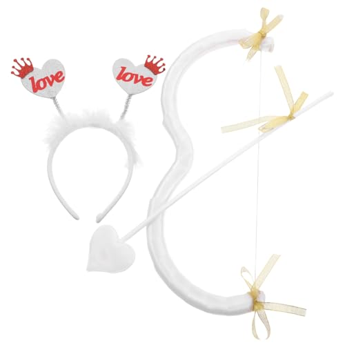 KOMBIUDA 1 Satz Stirnband-set Mit Und Bogen Valentinstag Requisiten Dekoration Amor Plüschschnurrhaare Einzigartige Stirnbänder Stirnband Kostüme Cosplay Amor Amorbogen Weiß Nylon von KOMBIUDA