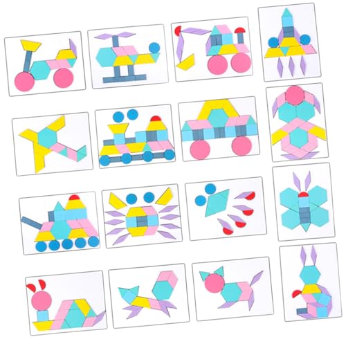 KOMBIUDA 1 Satz Tangram interaktives Spielzeug Kinder Puzzle frühkindliche aufklärung gesselschafftsspiele laubsägen für Kinder -Rätsel Blockpuzzles für Kleinkinder hölzern Colorful von KOMBIUDA