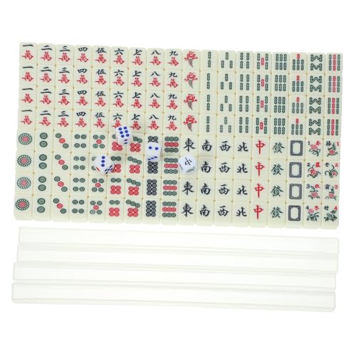 KOMBIUDA 1 Satz Tragbares Mahjong Mini-Mahjong-würfel Mahjong-tischlineal Party-Mahjong-kit Reise-brettspiel Mahjong Amerikanisch Chinesisches Traditionelles Tischspiel Mahjong-Karten Abs von KOMBIUDA