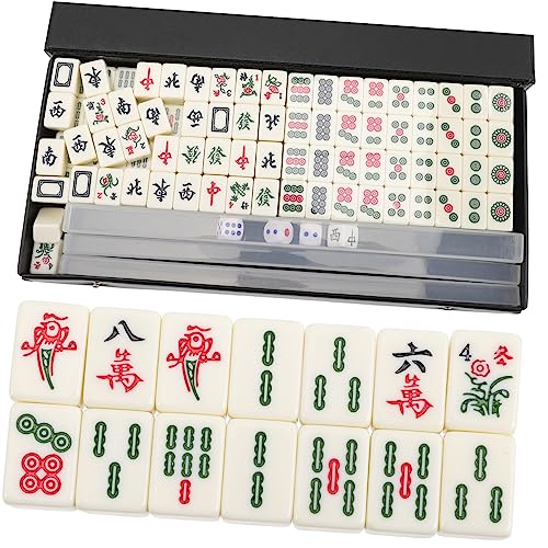 KOMBIUDA 1 Satz Tragbares Schachbrett Mini-Geschenke Campingspielzeug Reise-brettspiel Traditionelles Chinesisches Kleines Mahjong Solitär Geschenke Für Männliche Freunde Mahjong-kit Fest von KOMBIUDA