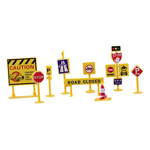 KOMBIUDA 1 Satz Verkehrsschmuck Lernspielzeug Verkehrsbarriere Spielzeug Miniatur-verkehrsbarrikaden-Schild Kinder Spielset Mini-verkehrszeichen Kinderspielzeug Miniaturen Deko Plastik von KOMBIUDA