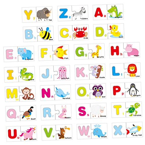 KOMBIUDA 1 Satz Wort Spielzeug ABC-Flash-Karten Buchstabenspielzeug Aus Holz Buchstabenrätsel Bildungsspielzeug Buchstabenblöcke Kleinkind-Puzzle Kinderspielzeug Lernspielzeug Hölzern von KOMBIUDA