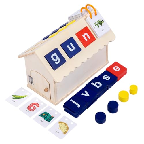 KOMBIUDA 1 Satz Wortbuchstabierspielzeug Holzspielzeug für Kleinkinder Briefkabine Rechtschreibspielzeug Alphabet-Buchstabierspiele für Kinder Kleinkinderhütte Buchstabenspielzeug aus Holz von KOMBIUDA