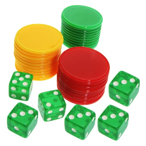 KOMBIUDA 1 Satz Würfel-Chip-Set tragbare Würfelspiel-Requisite tragbare Pokerchips Leere Chipkarte Leere Würfel unterhaltungsspiele Spiele für draußen Spielzubehör Jetons Kunststoff Acryl von KOMBIUDA