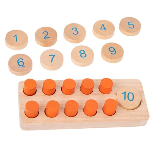 KOMBIUDA 1 Satz Zählspielzeug Kinderpuzzles Puzzle Montessori Spielzeug Für 3 Jährige Kinder Puzzles Für Mathe Brett Manipulative Für Vorschule Holz Orange von KOMBIUDA