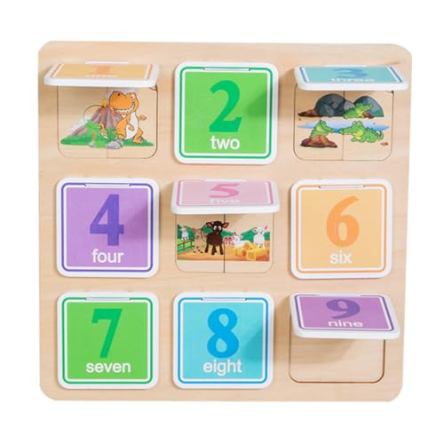 KOMBIUDA 1 Satz Zahlen Puzzle Puzzle rätselbuch Tier-Puzzle Toys zabawki stymulujące rozwój Lernspielzeug für Kleinkinder Bildungsspielzeug tierische Rätsel Holz von KOMBIUDA