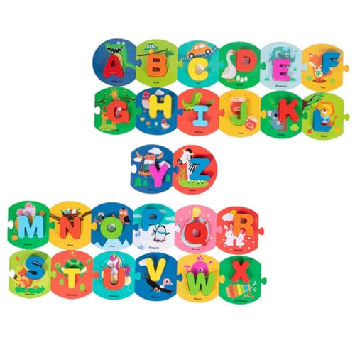 KOMBIUDA 1 Satz englisches Alphabet Puzzle rätselbuch rätsel für Puzzle für English Lernen holzspielsachen Englisch Lernen Toys hölzern Colorful von KOMBIUDA