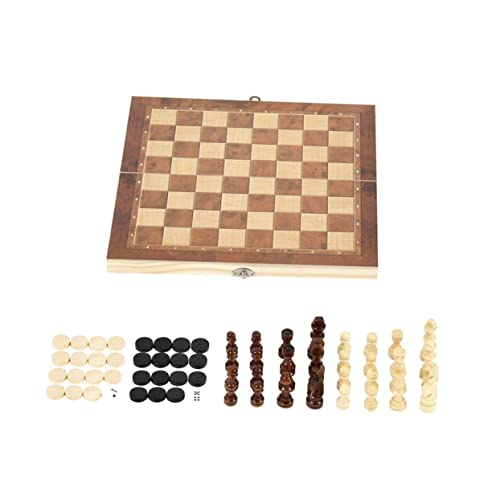 KOMBIUDA 1 Set 3 in 1 Holzschach Backgammon Checkers Reisespiele Schach Set Schachbrett von KOMBIUDA