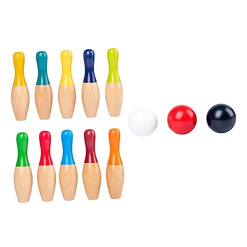 KOMBIUDA 1 Set Bowlingkugel Aus Holz Mini Outdoor Zubehör Für Mädchen Für Kleinkinder Für Jungen Mädchen Sportspielzeug Mädchenspielzeug Bälle Spielzubehör Bunt von KOMBIUDA