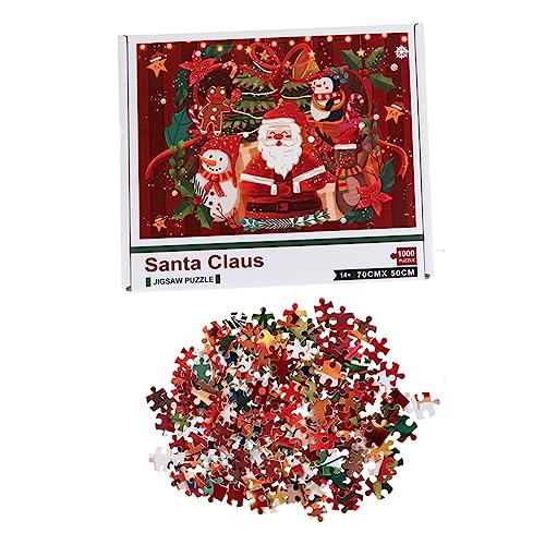 KOMBIUDA 1 Set Erwachsene 1000 Stück Puzzlespiel Weihnachten Santa Claus Pattern Puzzle Toy von KOMBIUDA